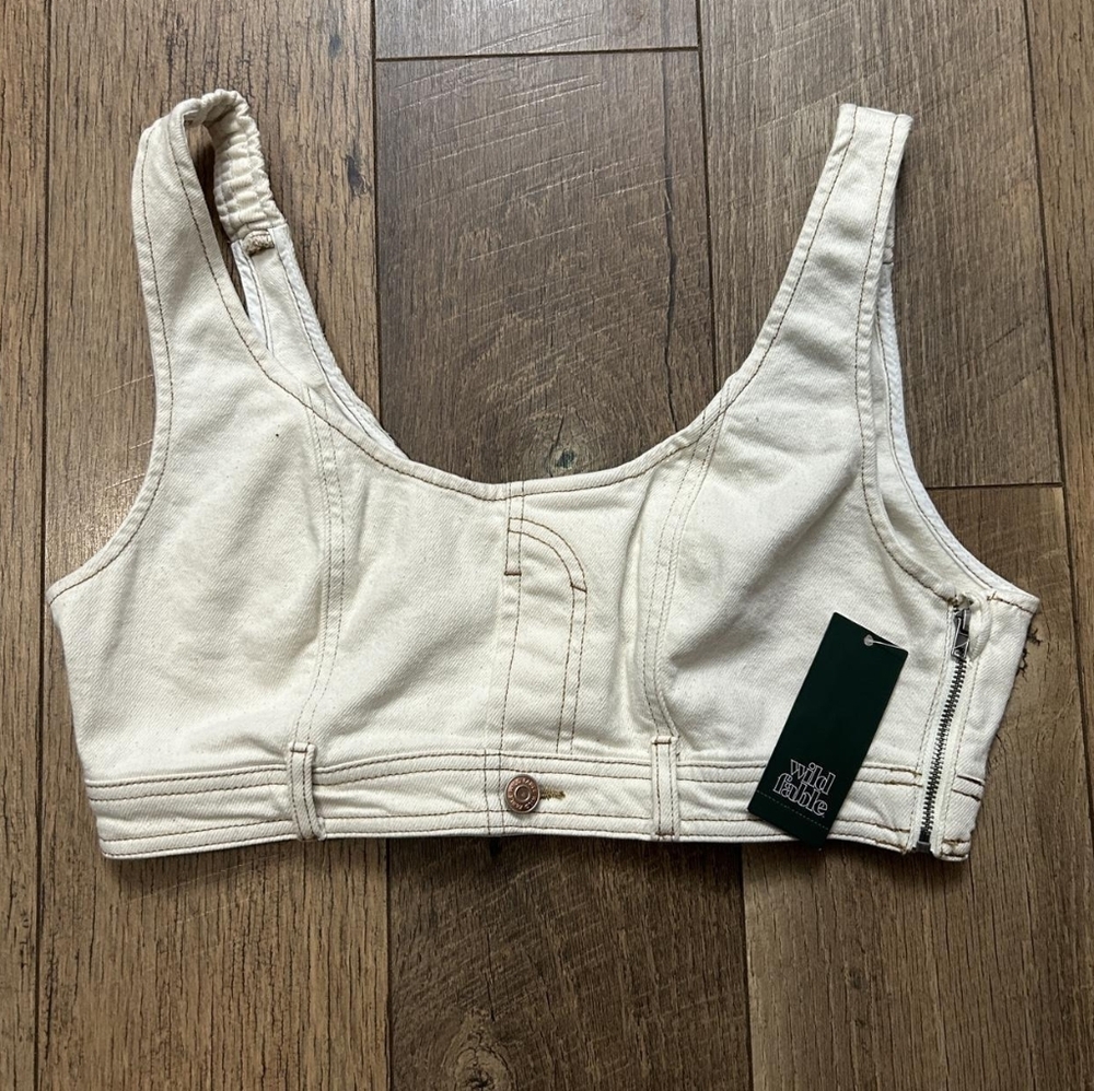 wild fable Cream Denim Bralette Top - Picture 1 of 4